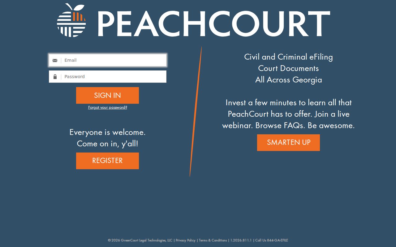 PeachCourt login gateway for Wilkinson County document access