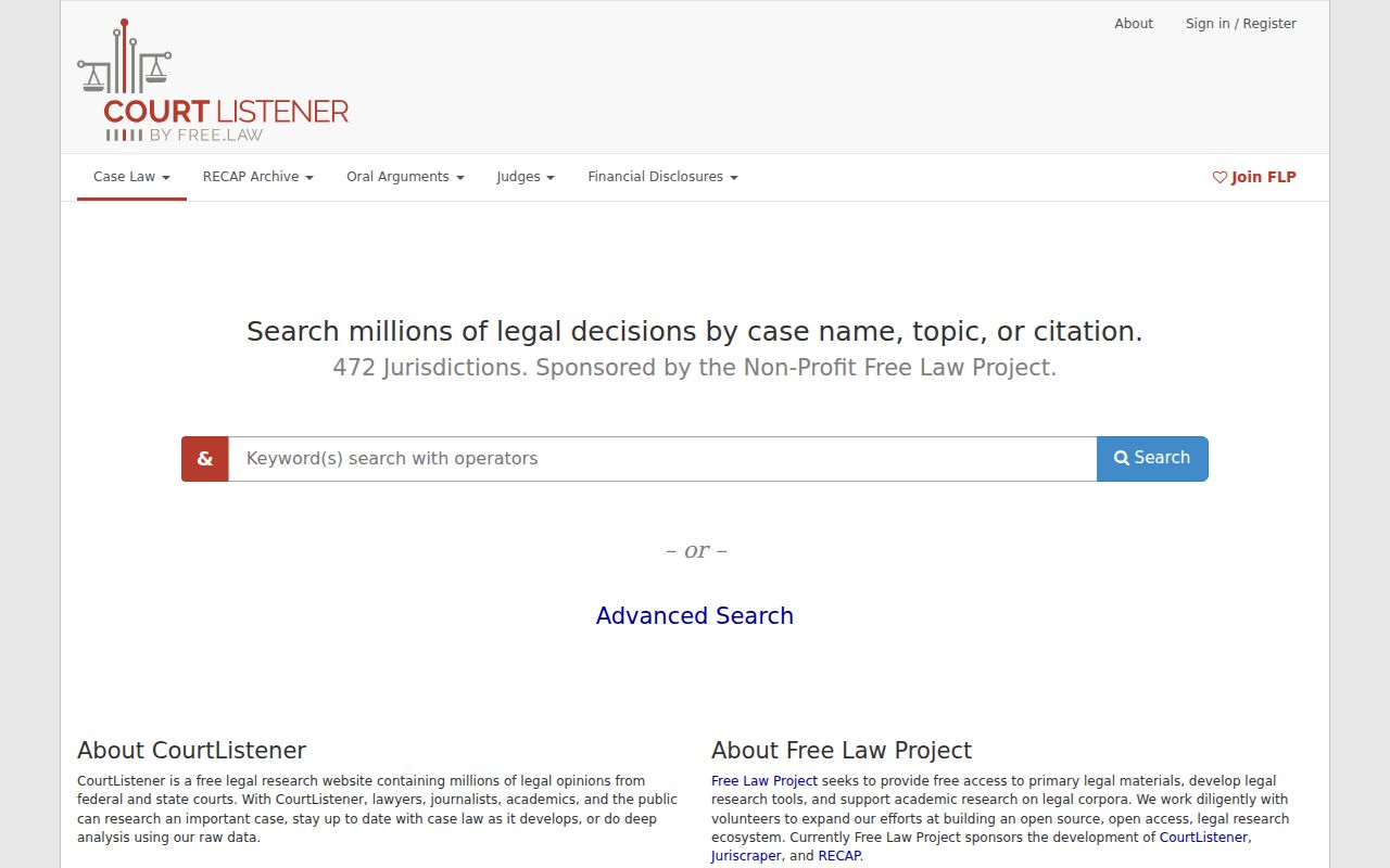CourtListener RECAP federal court record research interface