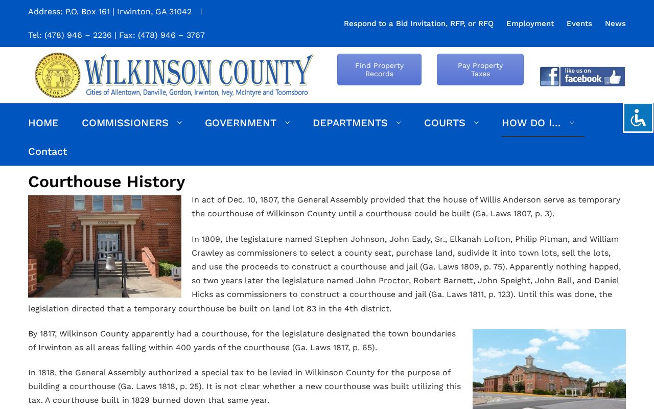 Wilkinson County court docket courthouse history page