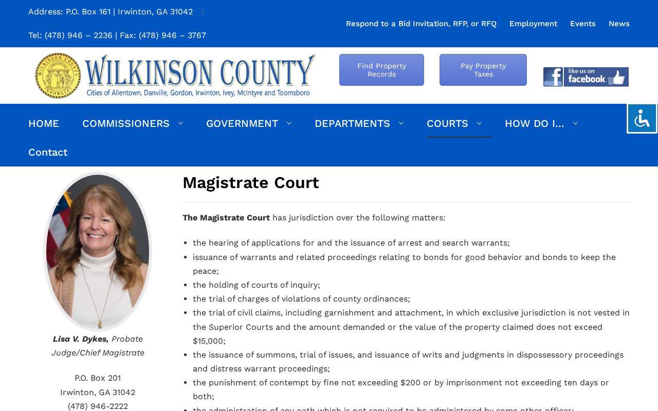 Wilkinson County court docket Magistrate Court information