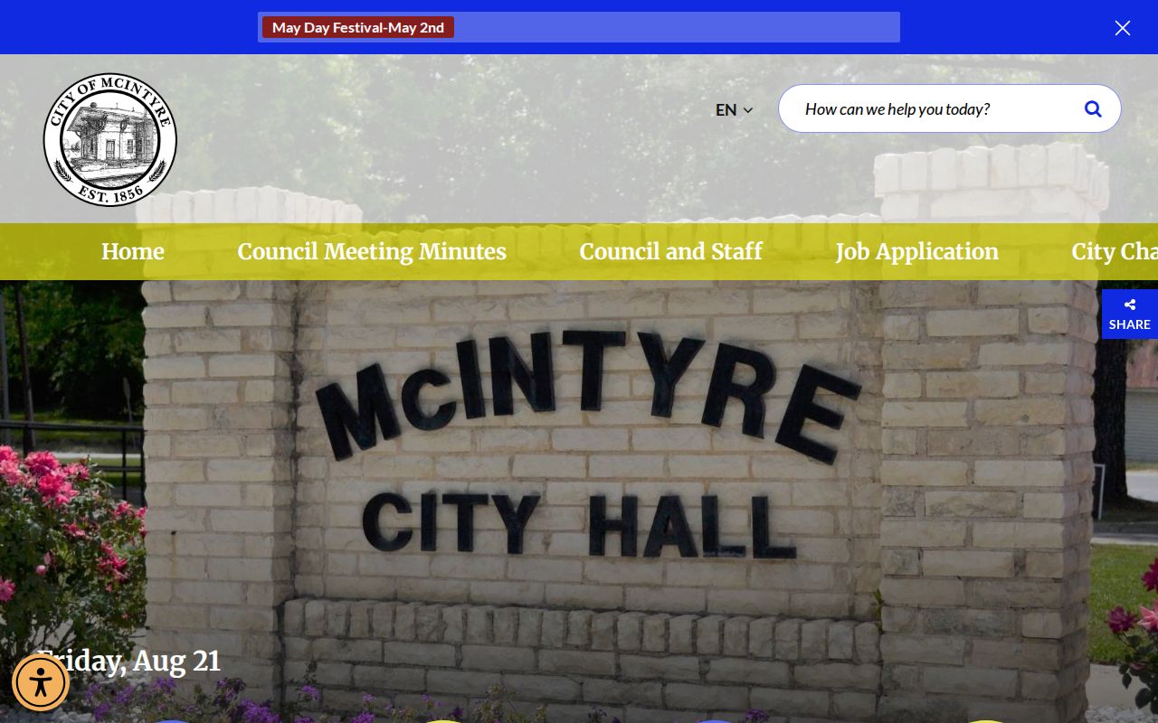 Official McIntyre City Hall website and municipal document navigation