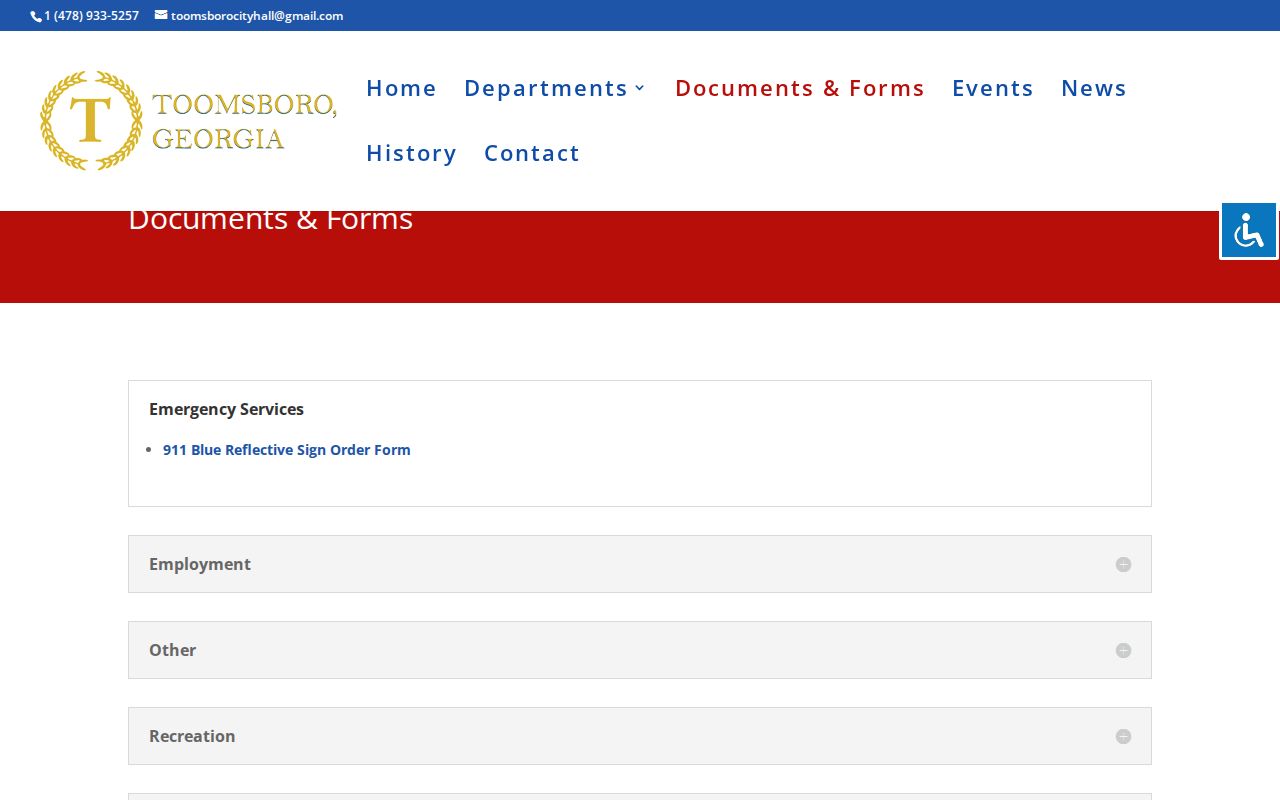 Toomsboro municipal documents and forms page
